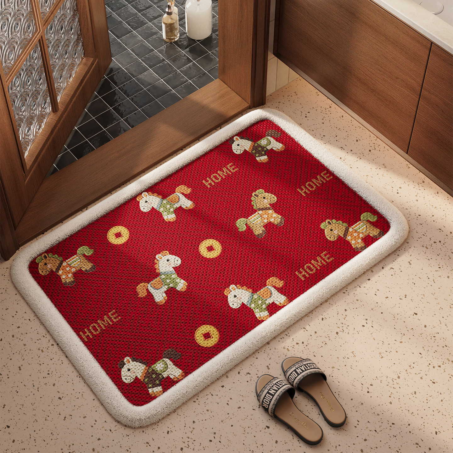 吸水速干擦脚垫卫生间地垫浴室防滑垫轻奢高级感毛圈耐磨耐脏地毯,居家布艺,家用脚垫,淘宝优惠券,粉丝福利购,淘宝优惠卷