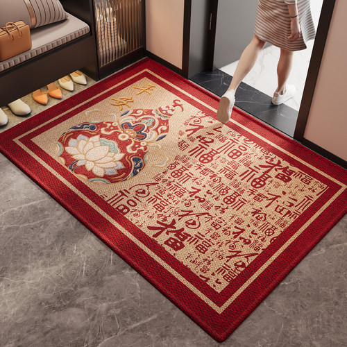 入户门地垫新年红色大门口防滑脚垫玄关进门耐脏除尘地毯喜庆门垫