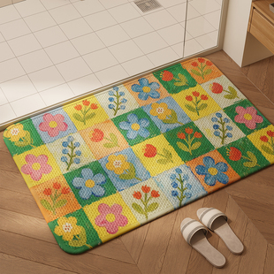 浴室防滑垫子仿编织亚麻耐脏卫生间地垫厕所门口吸水速干擦脚地毯