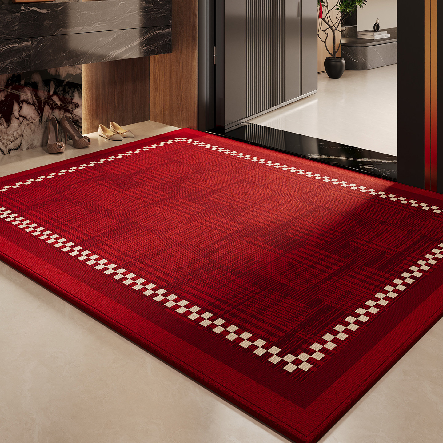 红色入户门地垫耐脏除尘地毯玄关大门口室外耐磨免洗防滑脚垫门垫