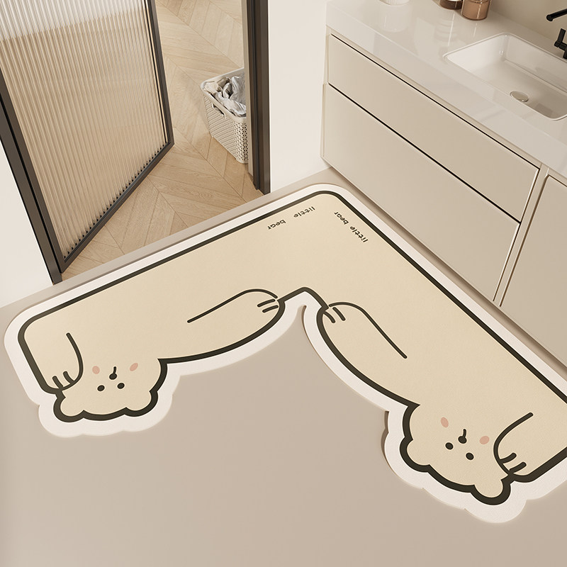 浴室地垫卡通吸水防滑脚垫L型卫生间厕所硅藻泥地毯厨房地垫定制