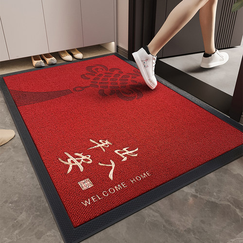 红色入户门地垫高端防滑脚垫别墅豪宅大门口进门地毯蛇年门垫定制