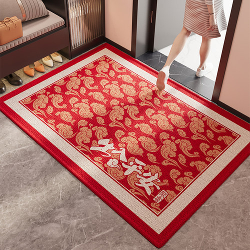 红色入户门地垫蛇年喜庆耐脏免洗防滑脚垫大门口进门地毯定制门垫