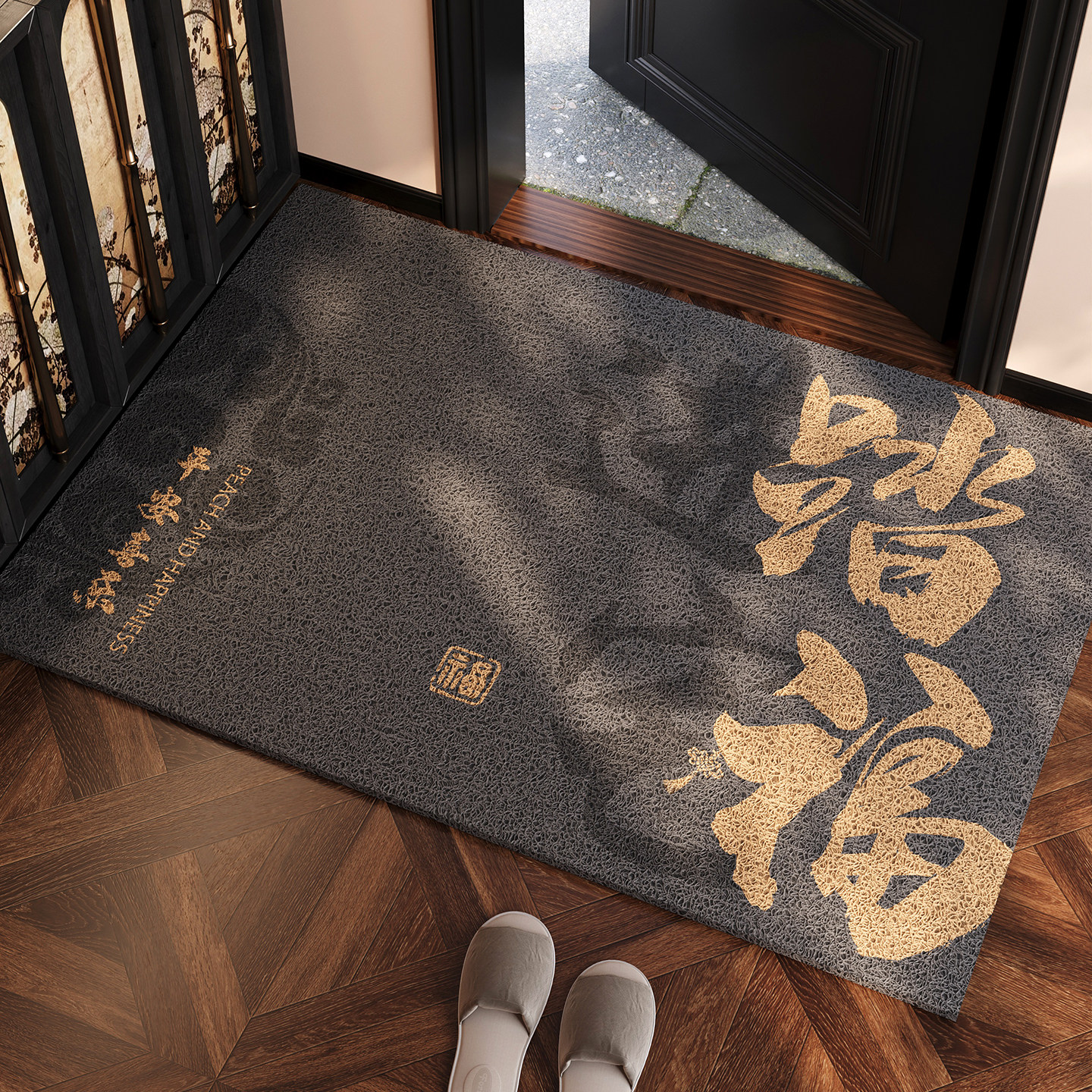 入户门地垫防滑脚垫玄关门垫子丝圈灰色耐脏耐磨除尘免洗地毯定制