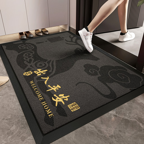 入户门地垫灰色高端大门口进门防滑轻奢脚垫耐脏免洗地毯玄关门垫