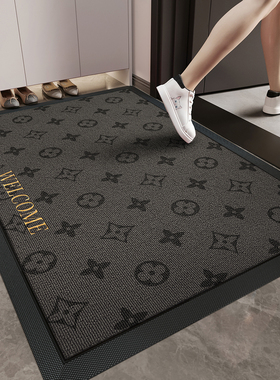 高端入户门地垫灰色大门口进门防滑轻奢脚垫耐脏免洗地毯玄关门垫