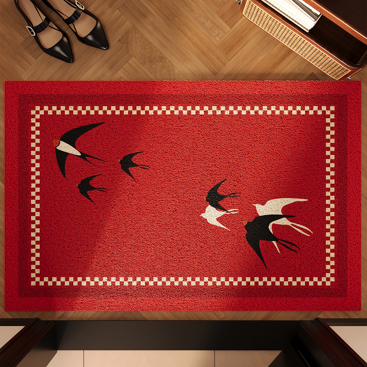 入户门地垫防滑脚垫红色丝圈