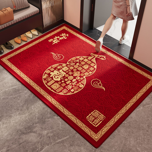 红色蛇年入户门地垫耐脏免洗家用地毯大门口进门脚垫防滑地毯定制