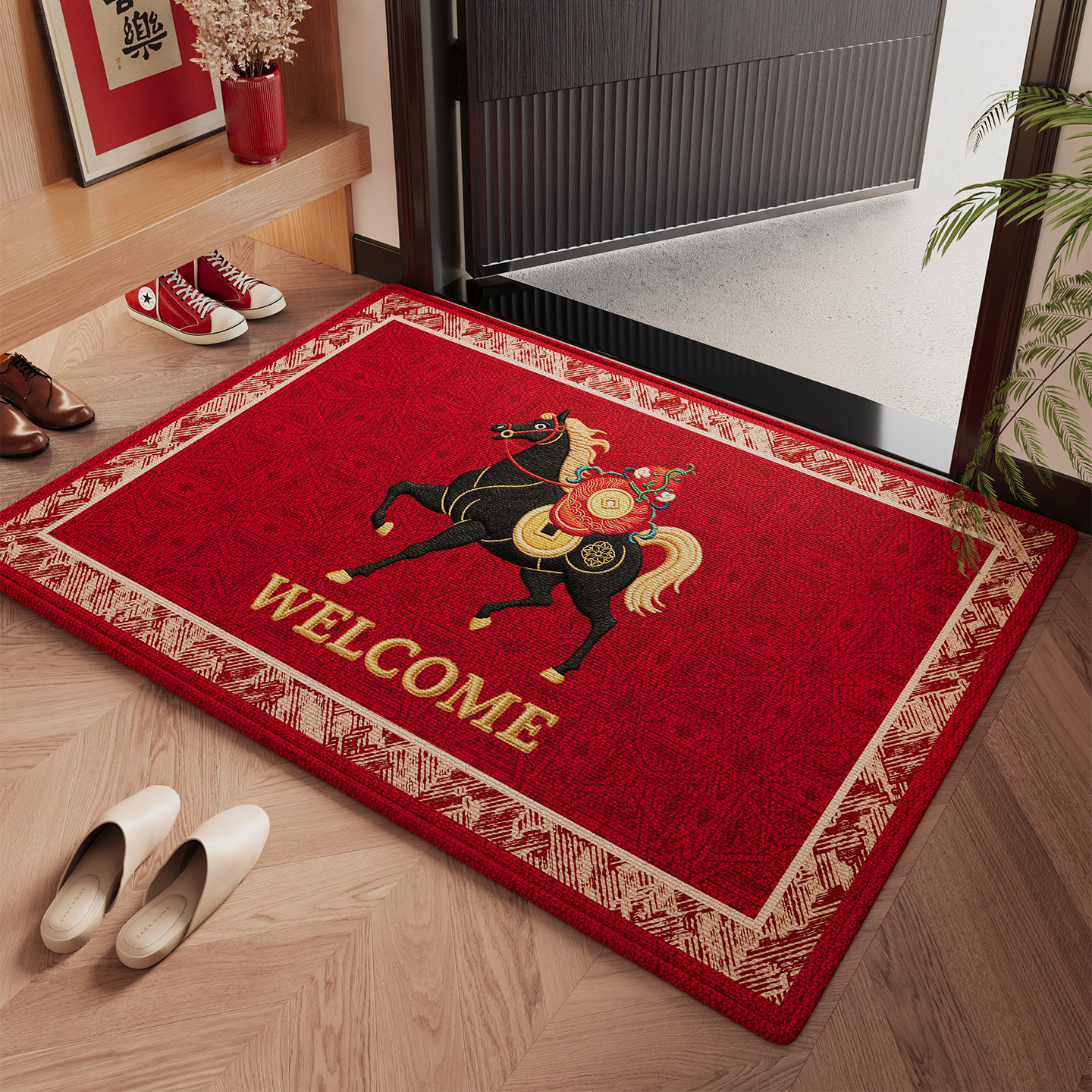 玄关入户门地垫耐磨耐脏新年大门口门垫防滑脚垫蹭土室外红色地毯,居家布艺,入户地垫,淘宝优惠券,粉丝福利购,淘宝优惠卷