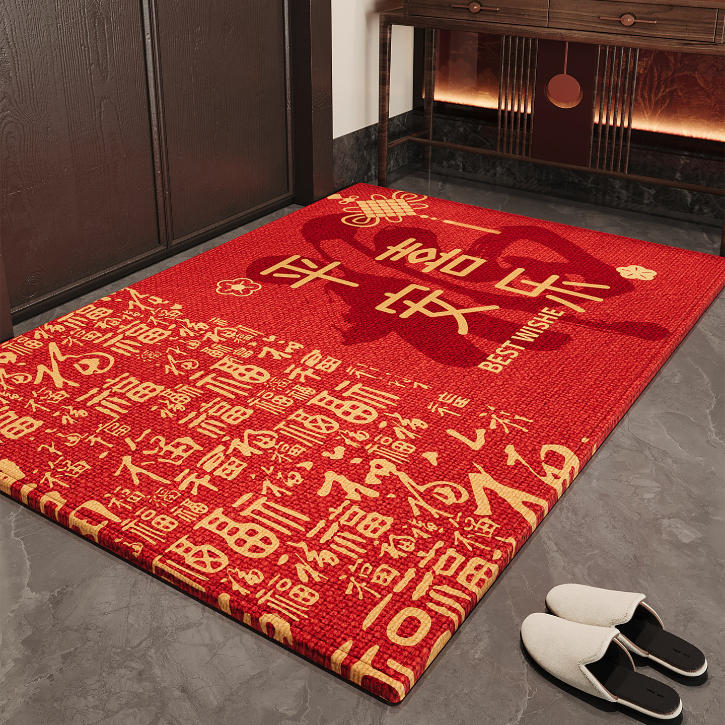 红色入户门地垫玄关进门防滑脚垫马年新春大门口耐脏除尘地毯门垫,居家布艺,入户地垫,淘宝优惠券,粉丝福利购,淘宝优惠卷