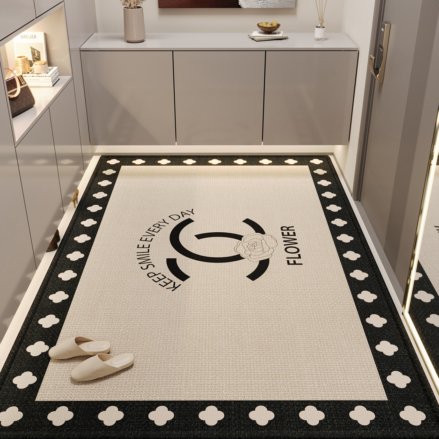 入户门地垫小香风进门脚垫玄关家用室内防滑除尘地毯耐脏耐磨脚垫