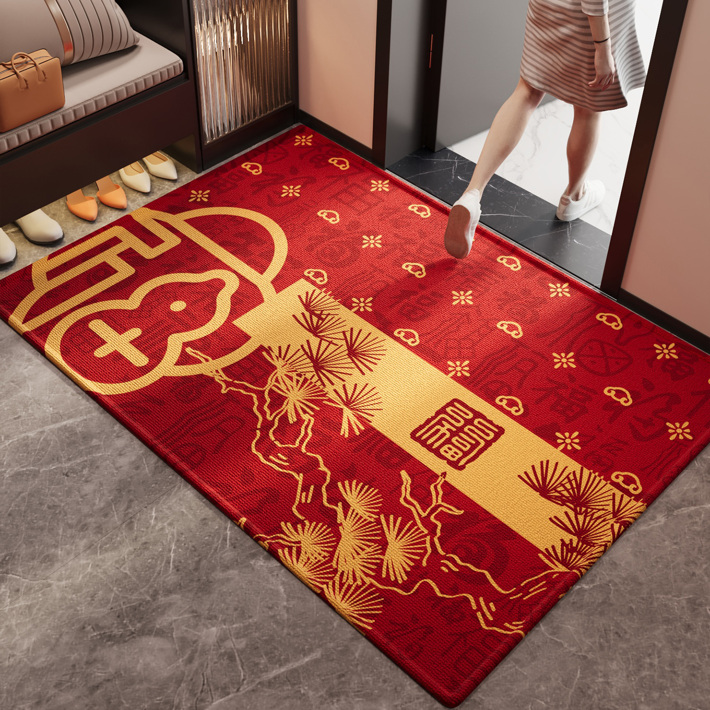 入户门地垫防滑脚垫喜庆耐脏除尘