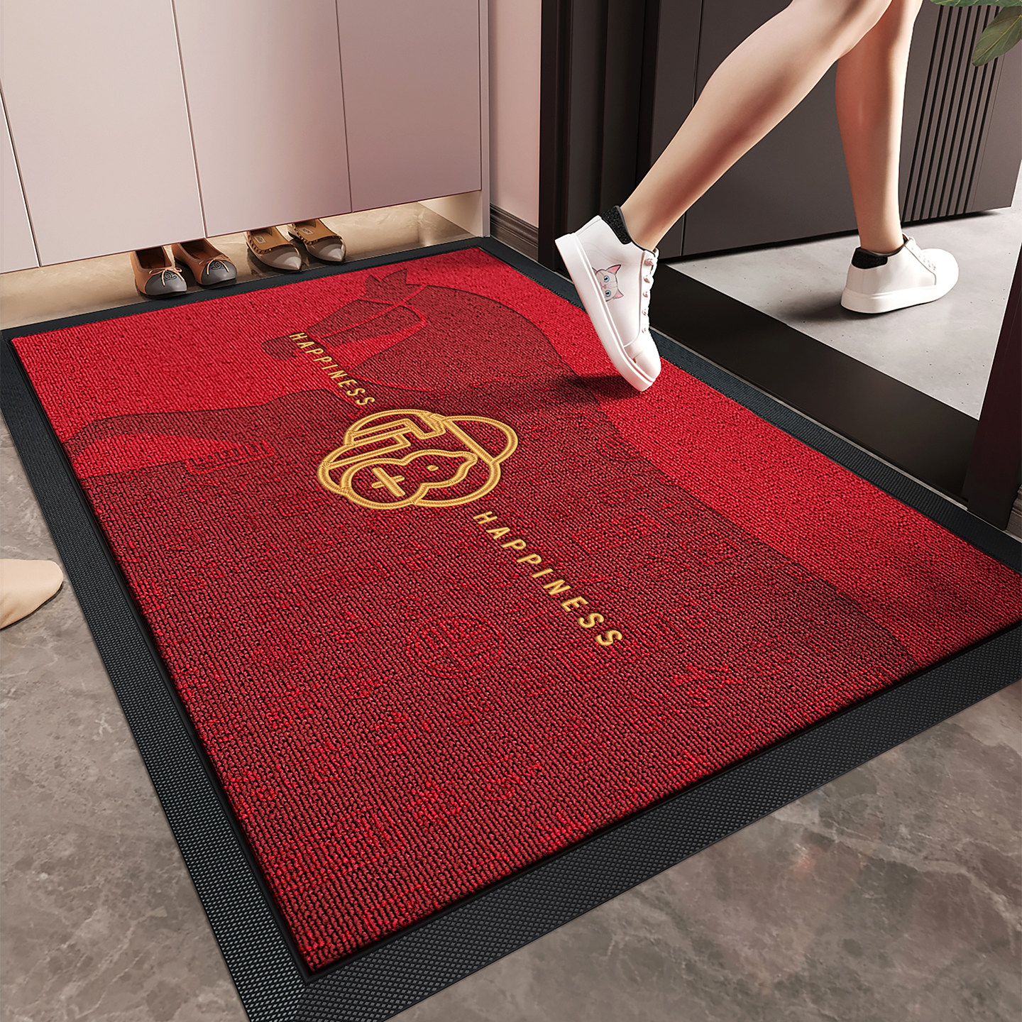 年玄关大门口脚垫子红色高级感入户门地垫马防滑除尘耐脏耐磨地毯,居家布艺,入户地垫,淘宝优惠券,粉丝福利购,淘宝优惠卷