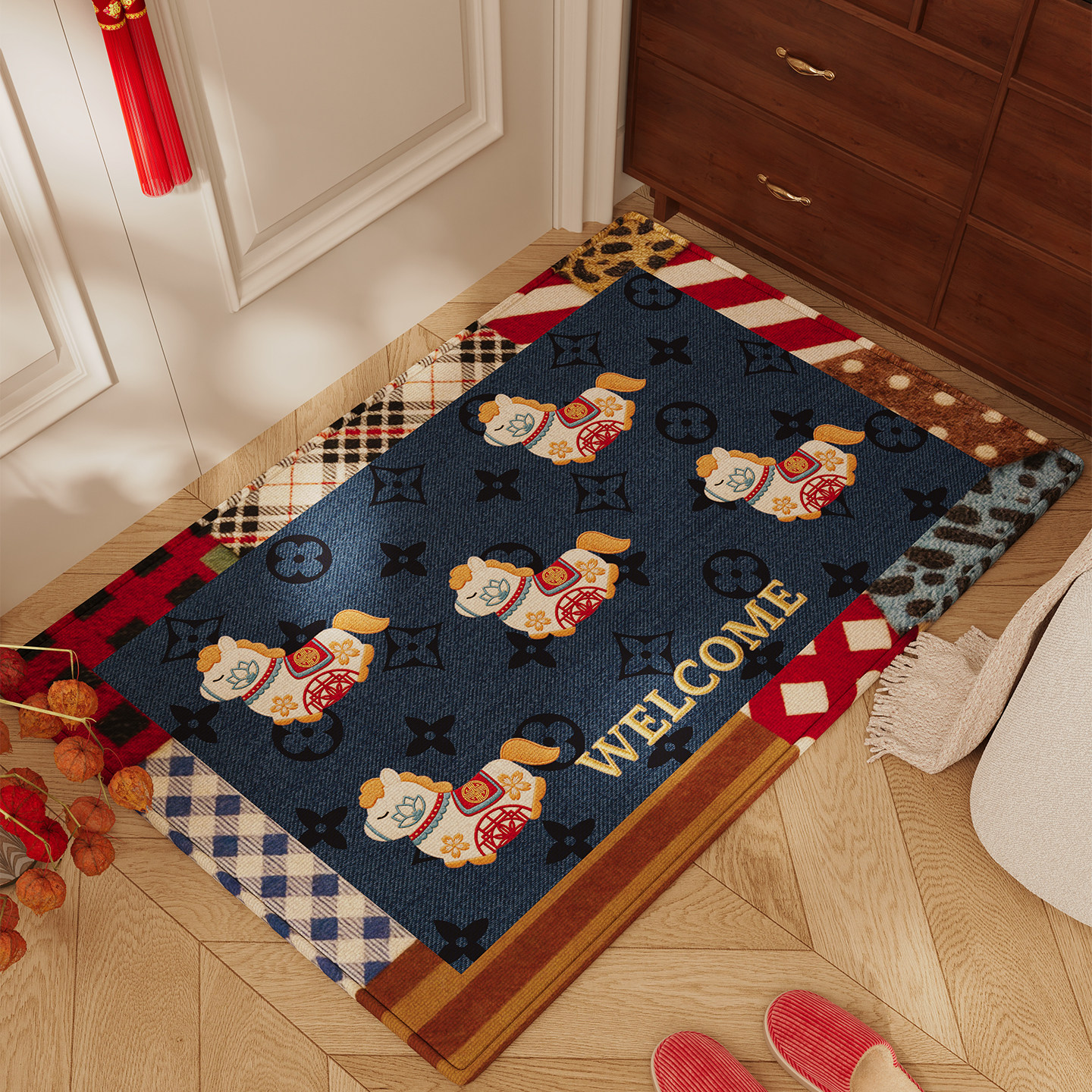 马年新款进门地垫入户门垫轻奢高级感防滑脚垫耐脏除尘免打理地毯,居家布艺,入户地垫,淘宝优惠券,粉丝福利购,淘宝优惠卷