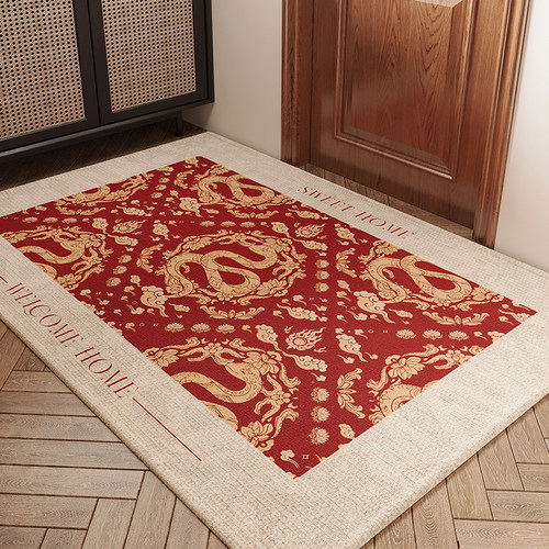 入户门地垫玄关大门口红色喜庆蛇年进门脚垫新年防滑耐脏除尘地毯