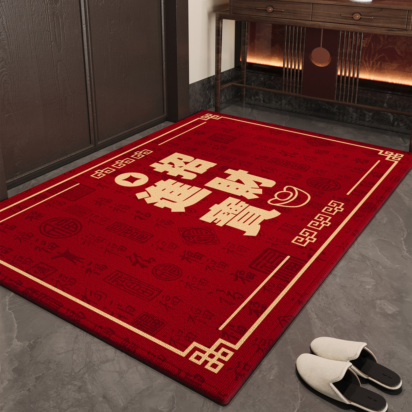 新年2026新款红色喜庆防滑脚垫入户门地垫耐脏除尘玄关高级感地毯,居家布艺,入户地垫,淘宝优惠券,粉丝福利购,淘宝优惠卷