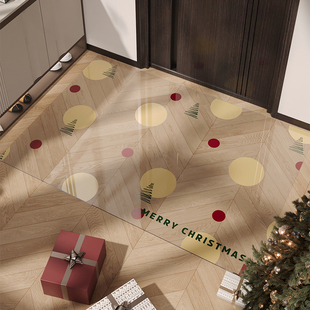 圣诞风软玻璃PVC入户门地垫耐脏免洗防滑脚垫玄关室内大门口地毯