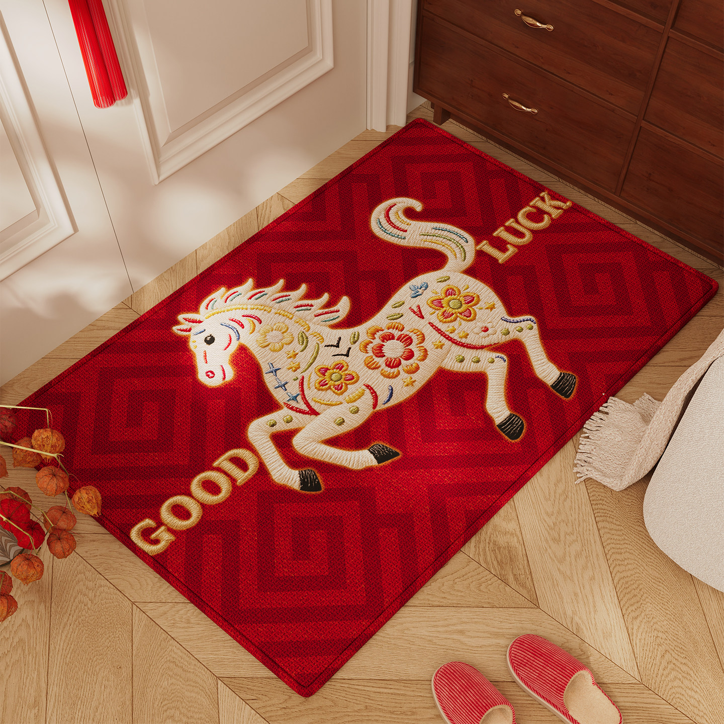 马年入户门地垫红色新款玄关门口防滑脚垫耐脏除尘免洗可裁剪地毯,居家布艺,入户地垫,淘宝优惠券,粉丝福利购,淘宝优惠卷