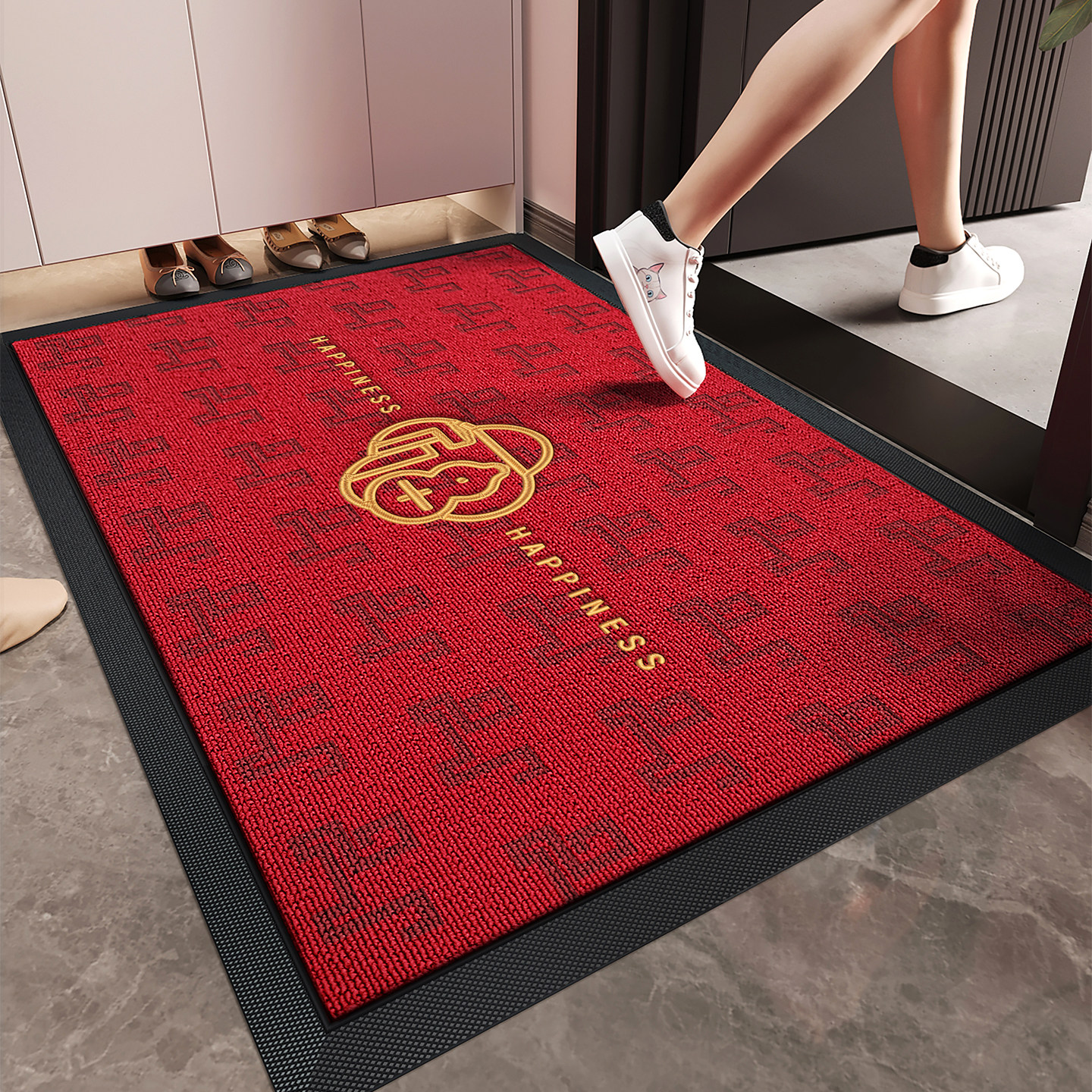 红色马年入户门地垫2026新款喜庆玄关防滑脚垫耐脏除尘高级感地毯,居家布艺,入户地垫,淘宝优惠券,粉丝福利购,淘宝优惠卷