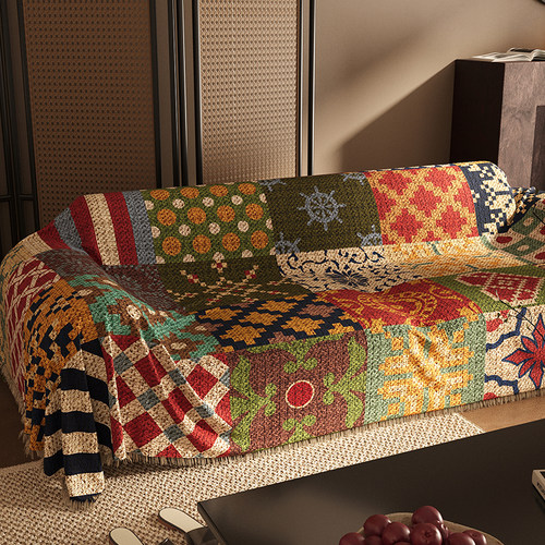 沙发巾盖布美式复古民族风四季通用沙发毯高级感耐脏防尘免洗套罩