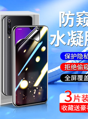 适用小米9手机膜防指纹mi9pro防窥膜5G版全屏覆盖9se钢化水凝膜高清抗蓝光xiaomi防偷窥膜M1902F1T A软膜保护