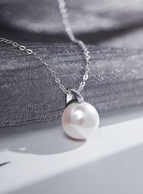 S925纯银仿珍珠项链女ins简约小众高级感设计气质锁骨链礼物吊坠