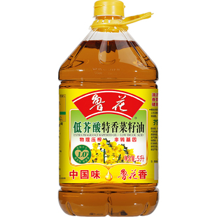 鲁花低芥酸特香菜籽油5L 物理压榨 非转基因 家用食用油5升一桶