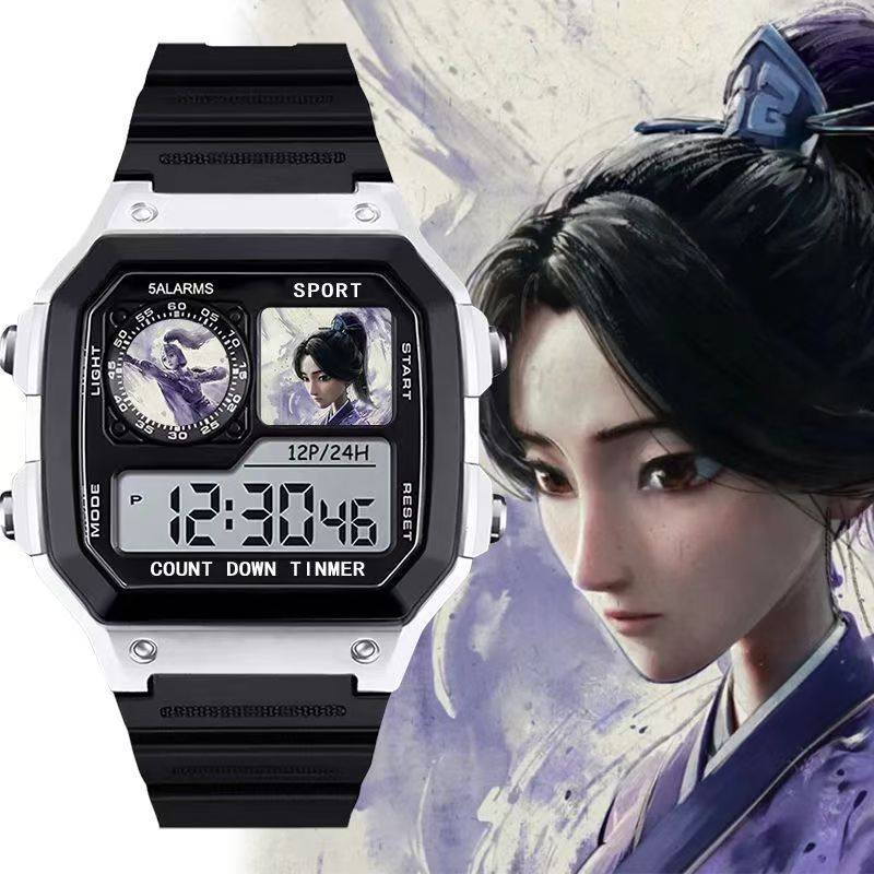 二次元哪吒敖丙儿童手表动漫周边防水防摔智能电子计时手表有闹钟