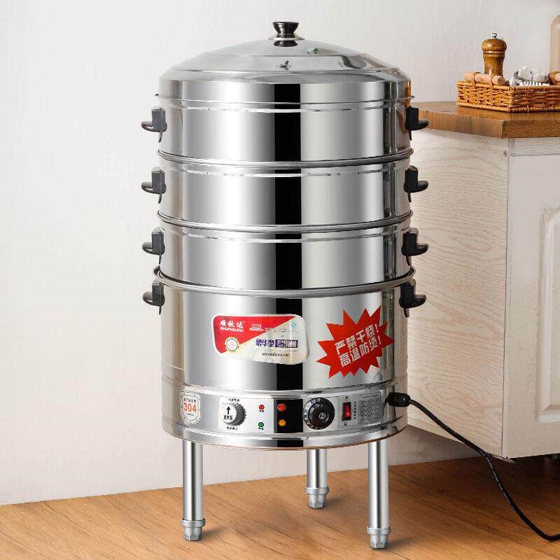 不锈钢电蒸炉商用大容量超大小笼厚包家宴电蒸锅多层定时特大号加