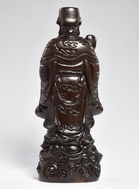 黑檀木雕文财神爷供奉佛像摆件红木实木家用范蠡人物神像店铺木头
