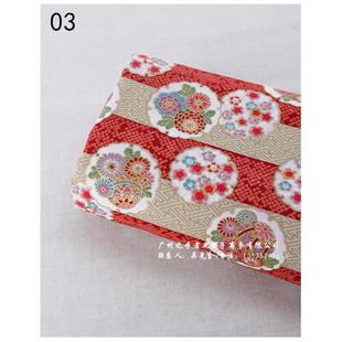 1025 拼布面料日韩棉麻布料几何图案花球形状烫金布 服装