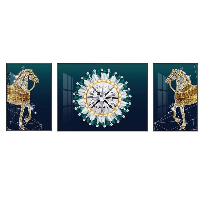 客厅装饰画欧式轻奢沙发背景墙挂画马高档三联画马到成功墙面壁画
