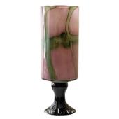 归缶中古琉璃花瓶新中式 高级感高脚客厅玄关摆件彩色玻璃冬青花器