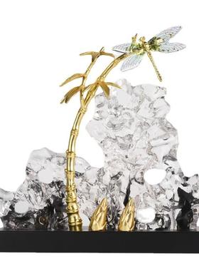 新中式客厅玄关装饰品摆设透明树脂雕塑抽象节节高升招财软装摆件