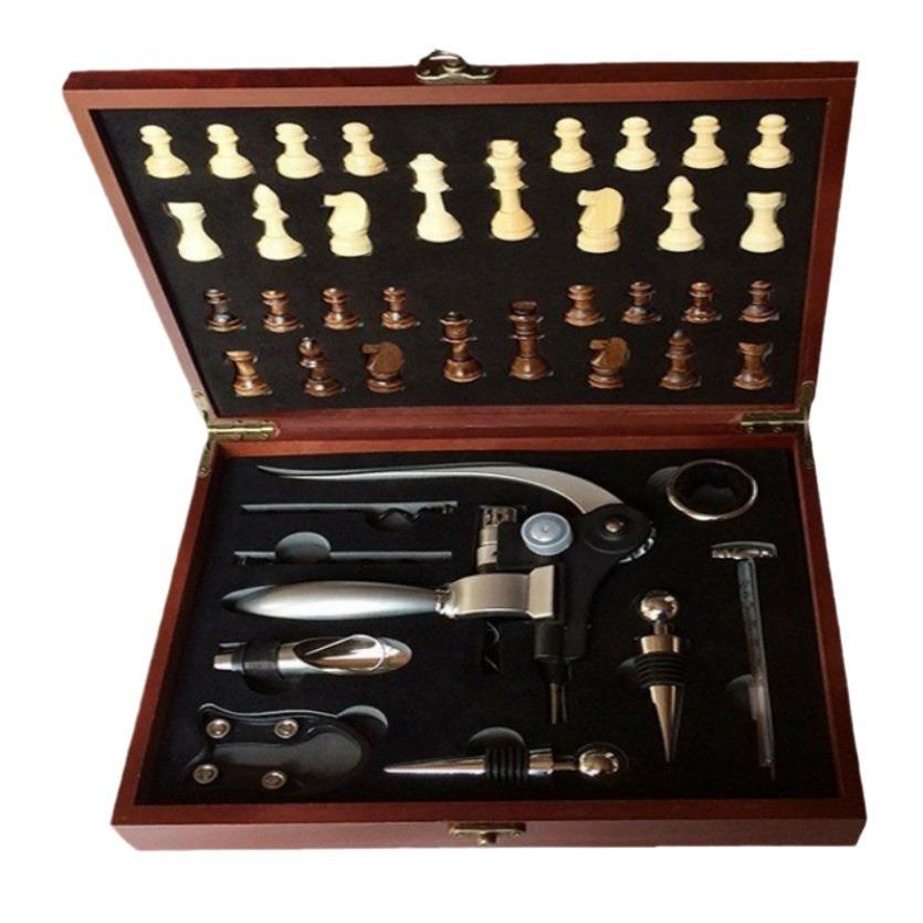 创意高档红木象棋盒兔头开瓶器套装酒具礼品盒厂家直供现货