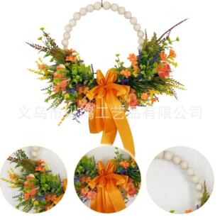 2025新款秋季花环家具婚礼装饰木柱珠环墙壁挂饰