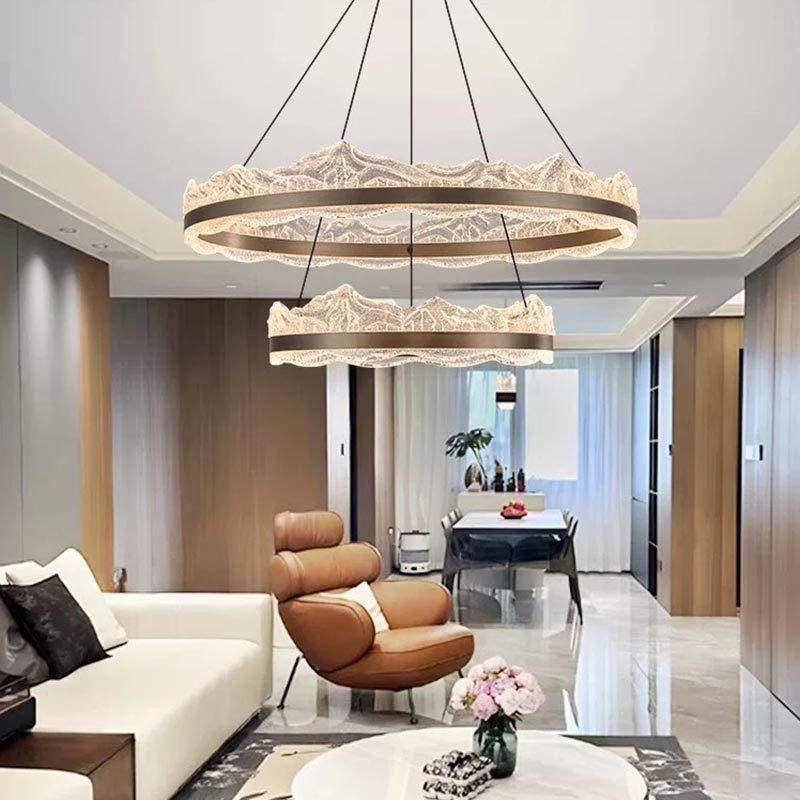 客厅灯吊灯日照金山现代简约设计感高透亚克力圆圈组合灯具护眼,家装灯饰光源,智能吊灯,淘宝优惠券,粉丝福利购,淘宝优惠卷