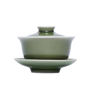景德镇梅子青高温颜色釉加宽盖碗品杯公道杯壶承渣斗功夫茶具
