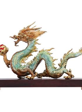 厂家直销纯黄铜龙腾四海摆件龙年生肖龙摆设办公室开业礼品