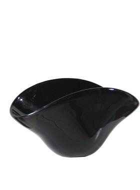 欧式简约扇形创意大口插花黑色琉璃花瓶客餐厅玄关样板间前台摆件