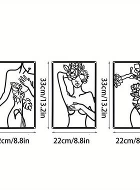 爆款铁艺女人线条墙壁装饰欧美时尚金属壁画酒吧酒店艺术挂画
