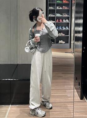 五零伍零Wuling春秋两穿运动裤美式哈伦卫裤新款休闲宽松直筒裤女