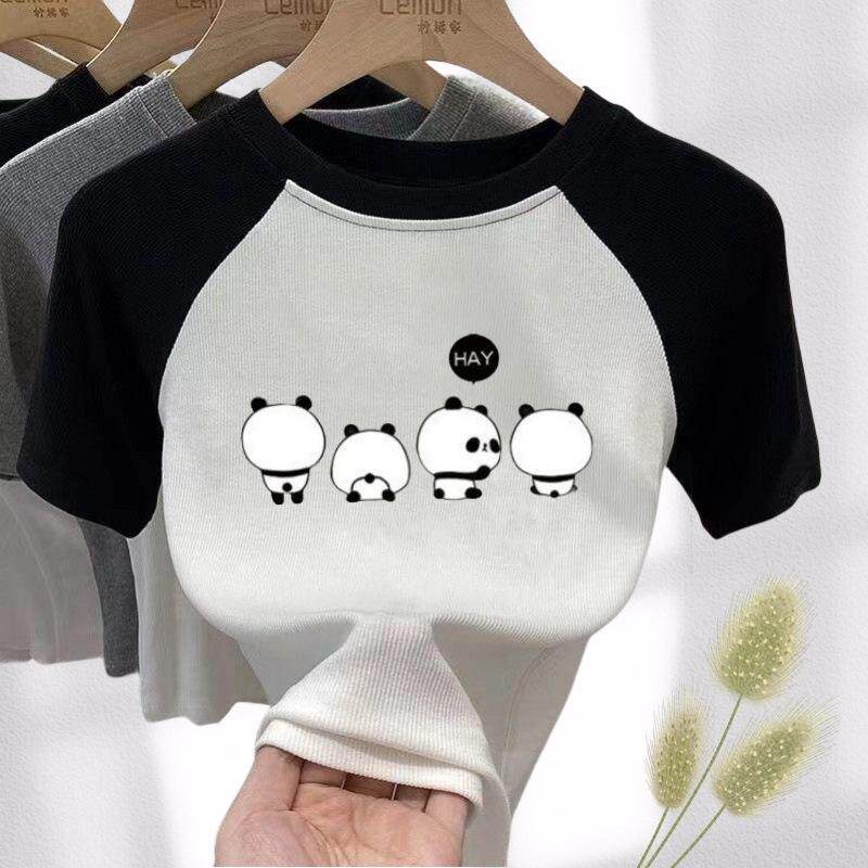 亲子装T恤韩版男女童短袖上衣儿童夏季百搭衣服撞色潮童装打底衫