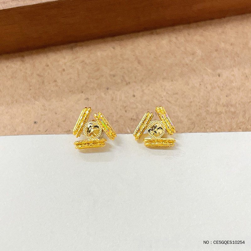 5G黄金镂空炫彩金绕线碎冰冰空耳饰