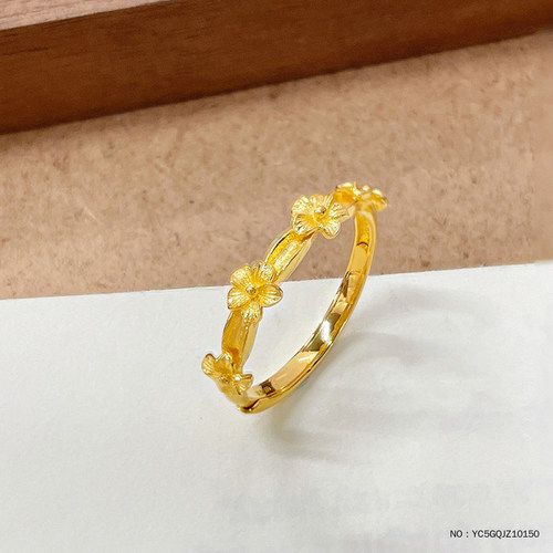 5G黄金实心活口桂花花型艺术戒戒指
