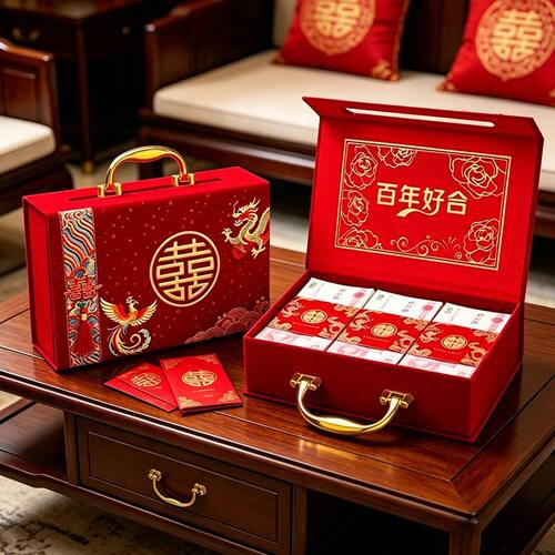 订婚彩礼钱盒子高档龙凤礼金箱