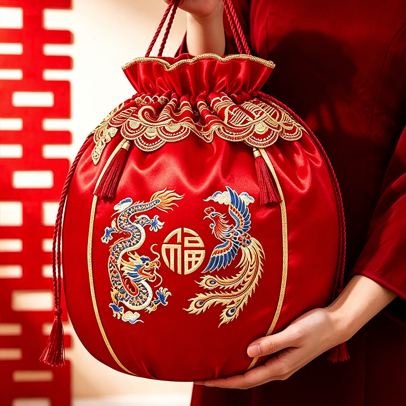 结婚聚宝盆袋陪嫁红色大号包袱皮图片