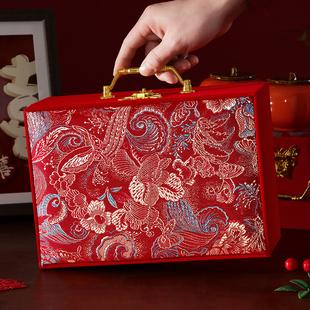 结婚三金彩礼箱高级感20万彩礼现金礼盒高档订婚聘金盒五金钱盒子
