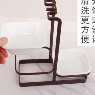 公筷公勺支架套装商用汤勺咖啡色火锅勺小漏勺单头双头不锈钢加厚