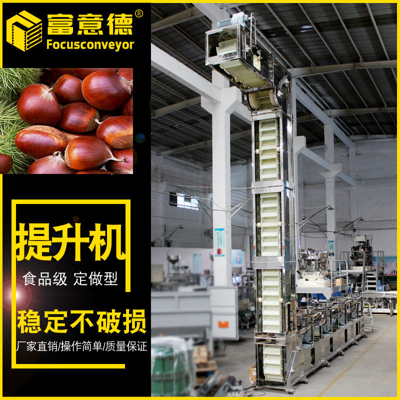 富意德工厂定做高产能斗式提升机 颗粒杂粮连续式橡胶链条提升机